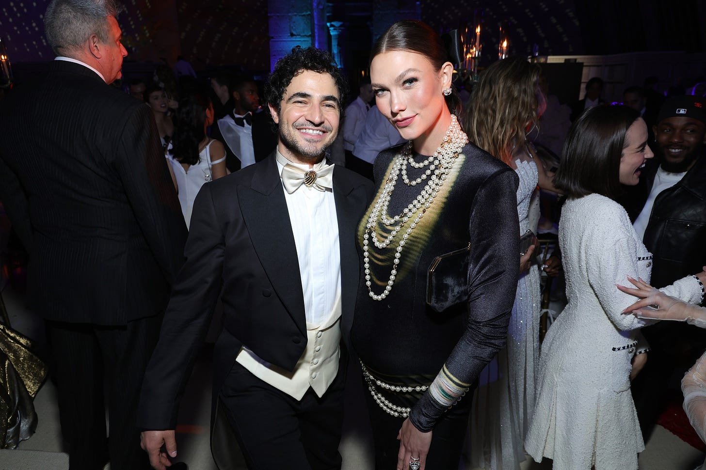 Posen with Karlie Kloss at the 2023 Met Gala Celebrating “Karl Lagerfeld A Line Of Beauty” at The Metropolitan Museum of Art
