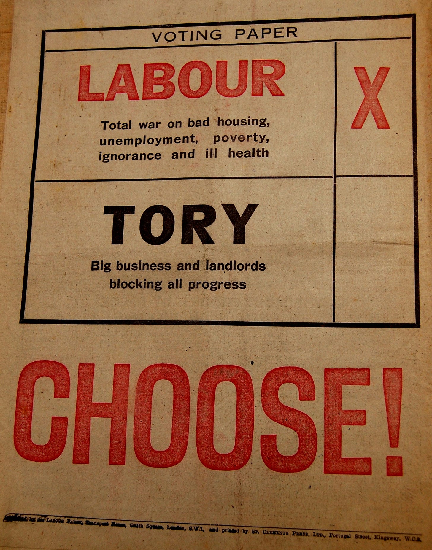 Labour Party Campaign Leaflet, General Election, 1945 Labour Party Campaign Leaflet, General Election, 1945