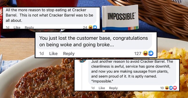 Cracker Barrel receives internet backlash after announcing Impossible sausage menu addition, outrage