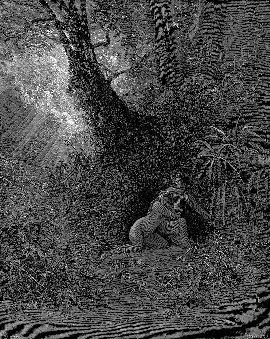 Gustave Dore - Illustration to Paradise Lost by John Milton - 42 - Adam and  Eve hide from God - "The voice of God they heard Now… | Gustave dore, Adam  and eve, Doré