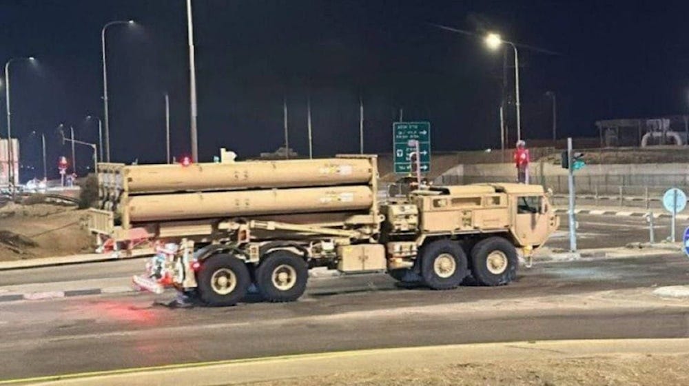 Undated photo of M1075 prime movers transporting THAAD missile launchers, part of the advanced air defense system designed to intercept ballistic missile threats. (@HalaJaber)