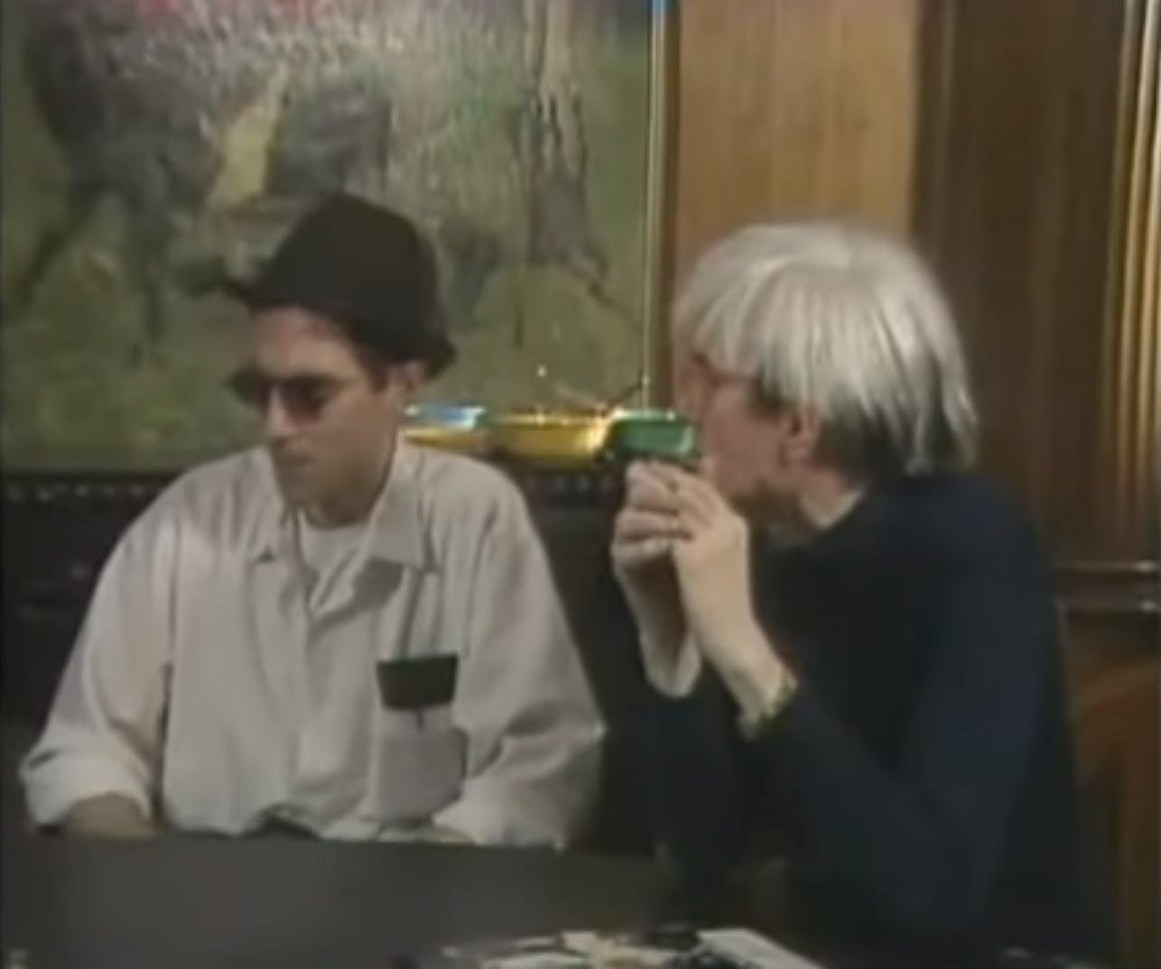 Ron Mael with Andy Warhol.