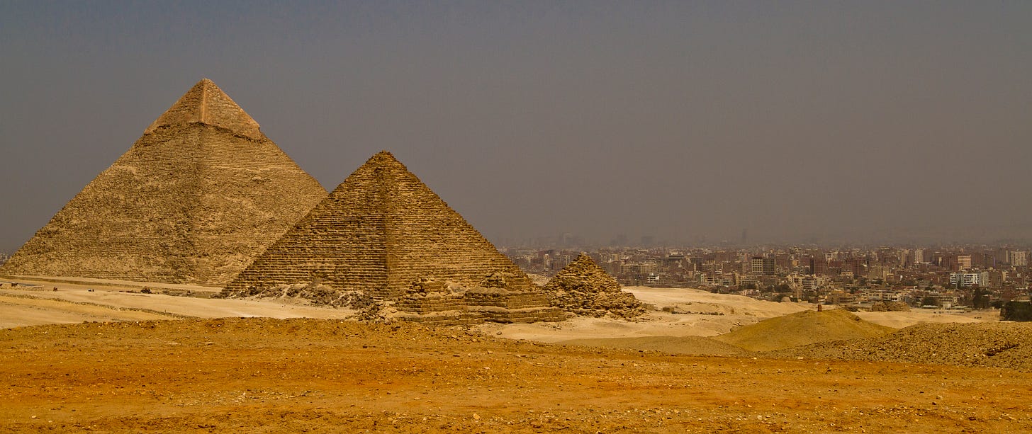 Pyramids of Giza overlooking Cairo