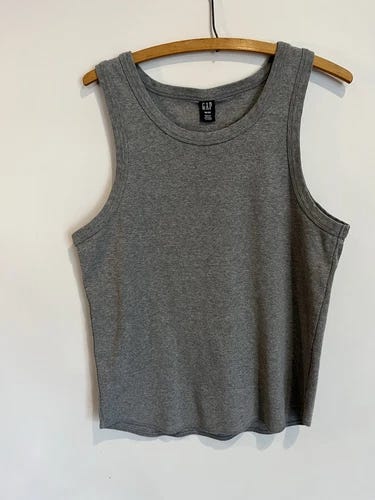 Vintage Mens GAP Tank Top 90s Gray Ribbed Medium - Picture 1 of 3