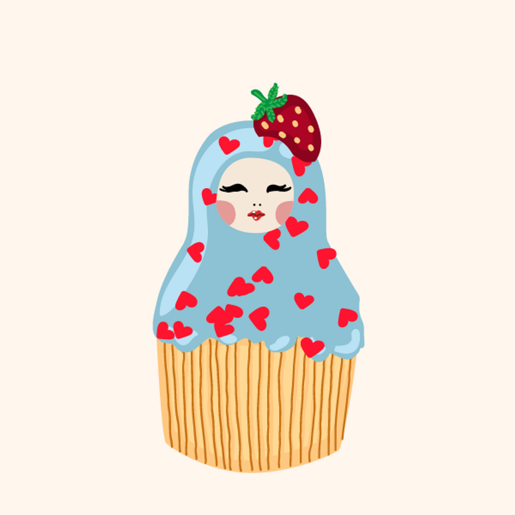 Cute Matryoshka Doll Cupcake Series #16