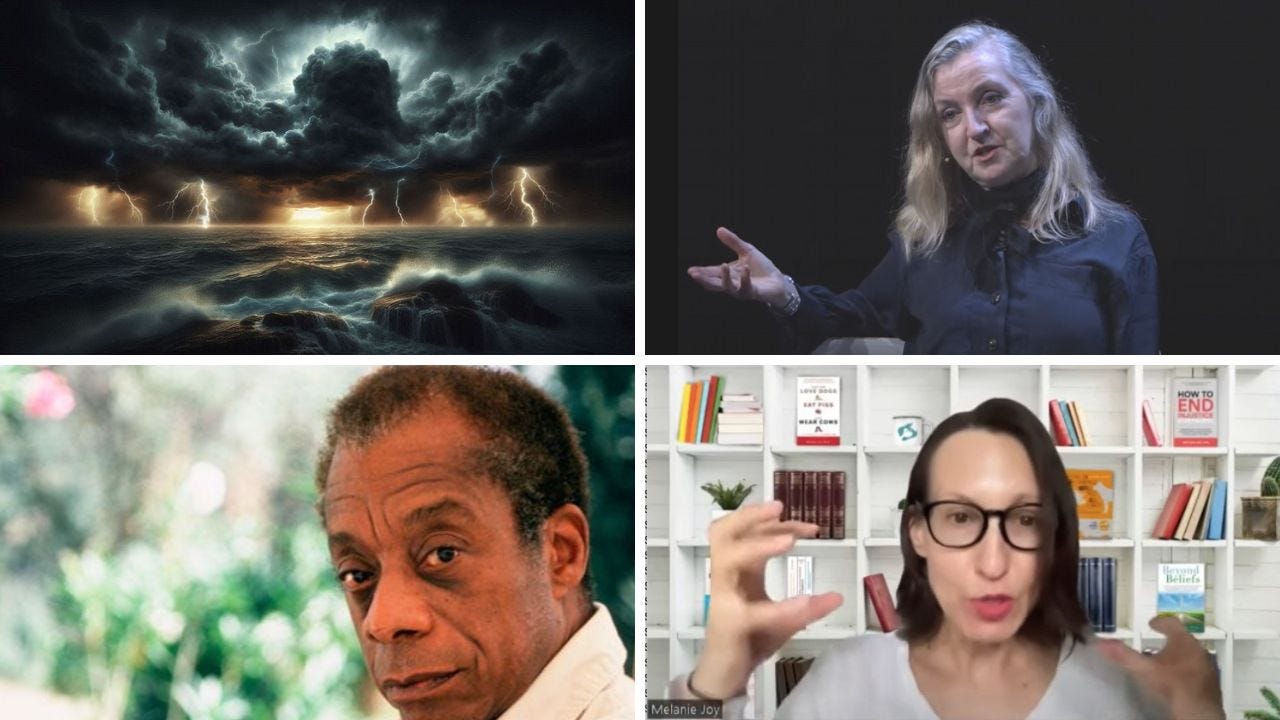 stormy weather & turbulent sea - Generated with DALL-E AI; Rebecca Solnit; James Baldwin; Melanie Joy