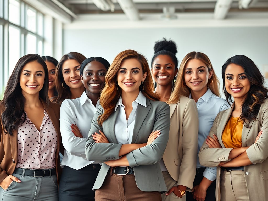 AI Generated image of a group of confident female founders ready to pitch to investors.