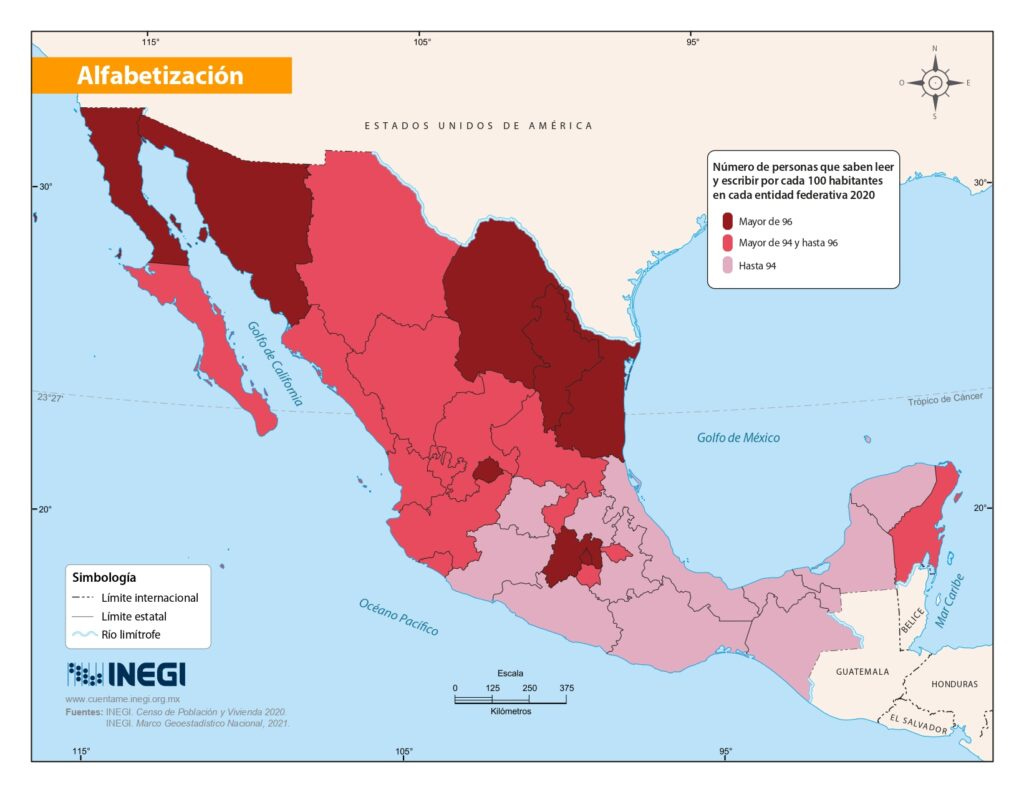 Tasa de alfabetización en México (2020)