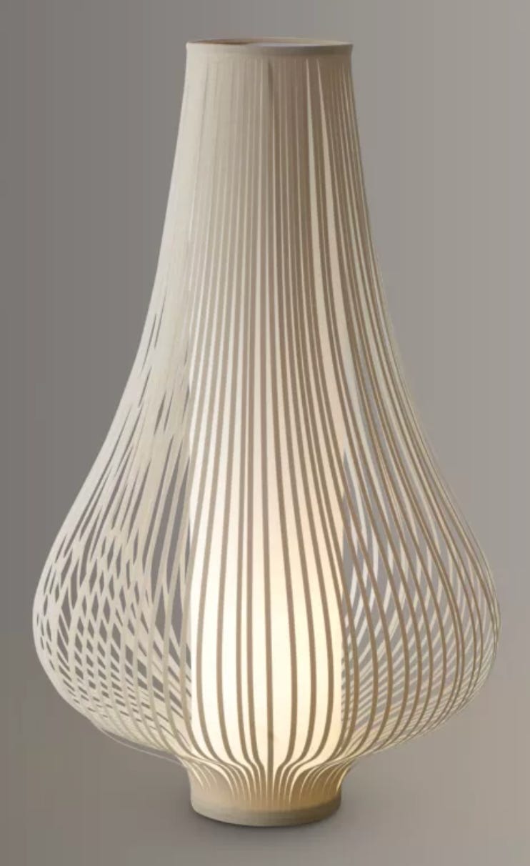 Domed light table lamp with strips representing ribbons