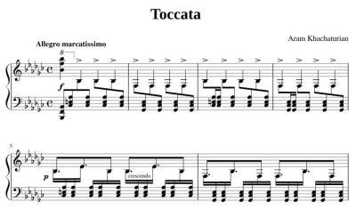 An excerpt from the score of Aram Khatchaturian's "Toccata"