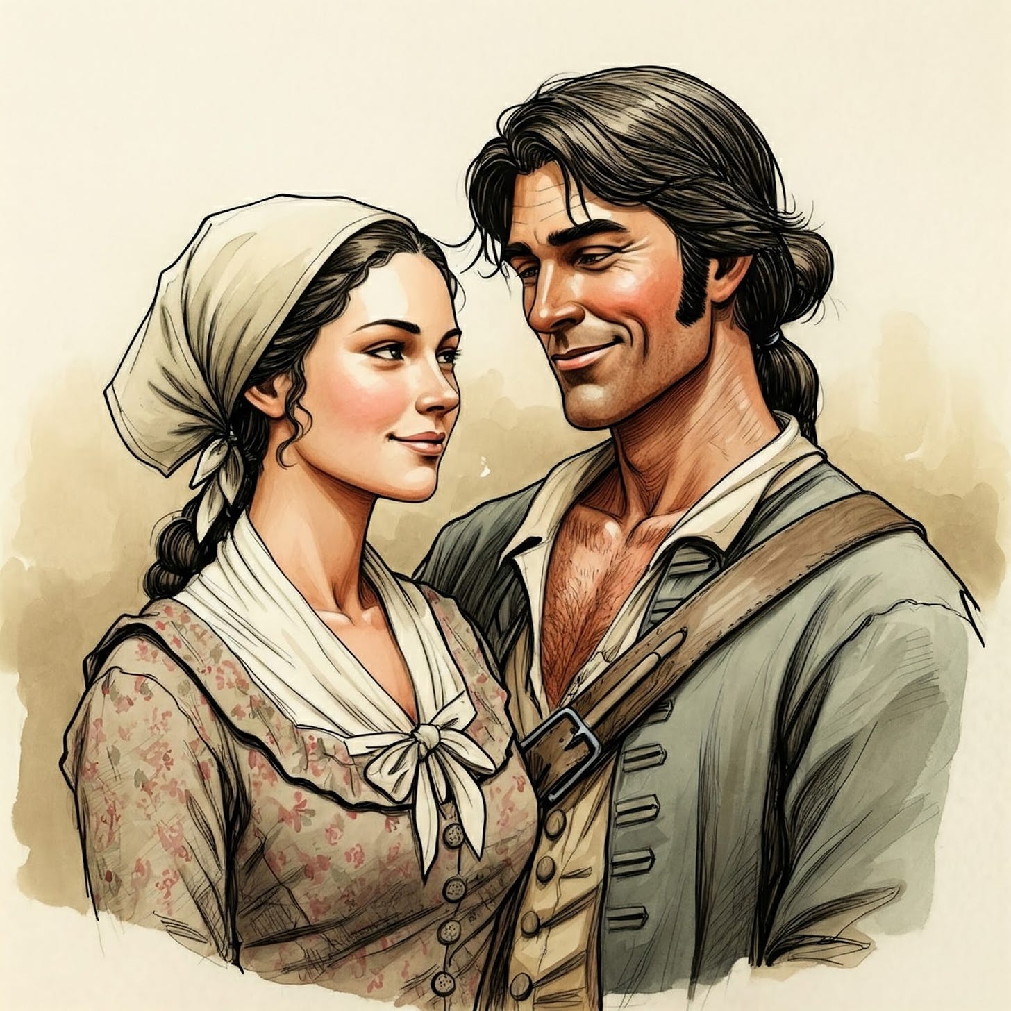 Image of Marie and Jean Francois Navarre whose courtship was told on many a front porch for generations to pass down in poem form.