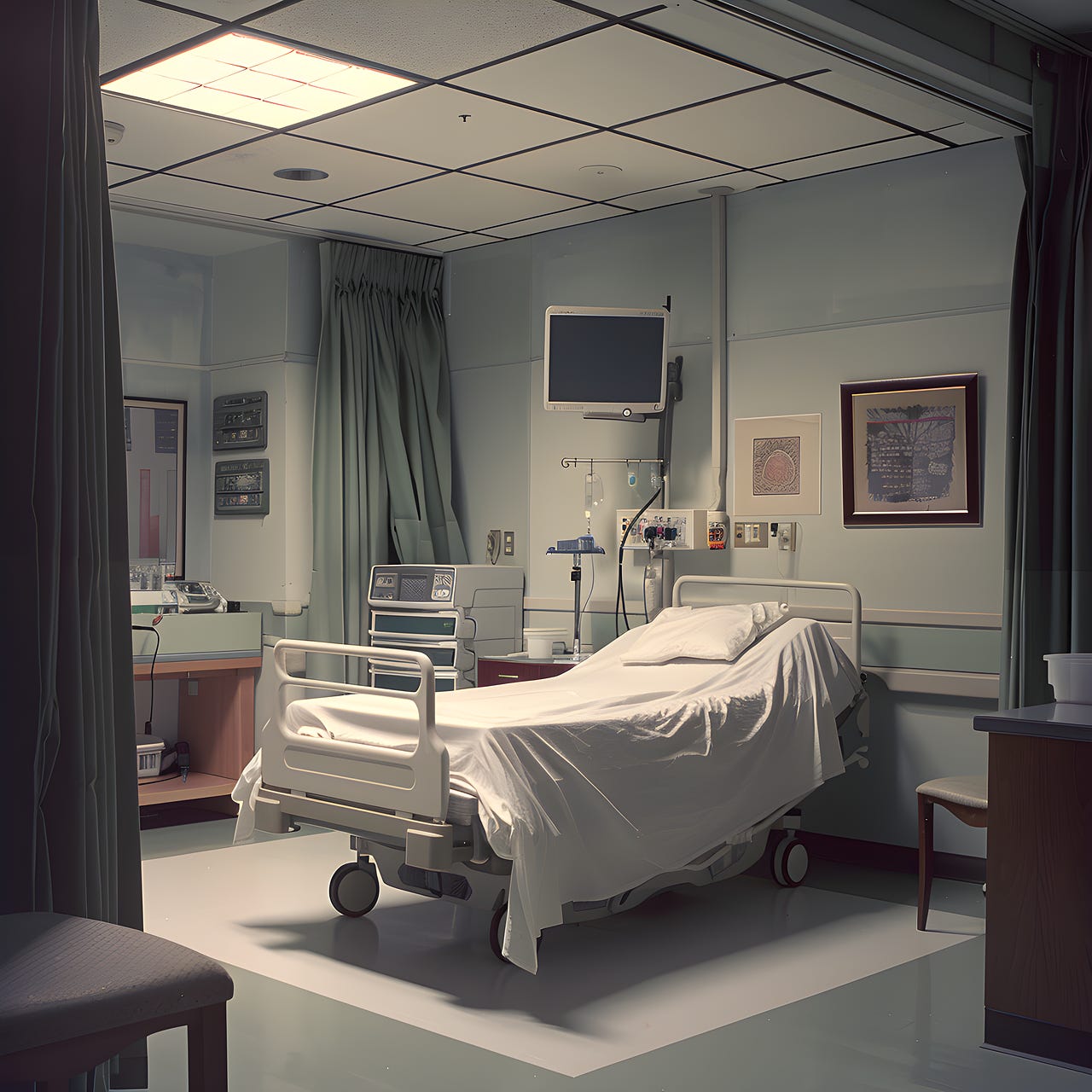 Empty hospital bed