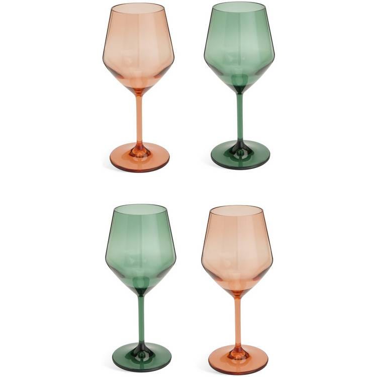 picnic wine glasses in peach and green