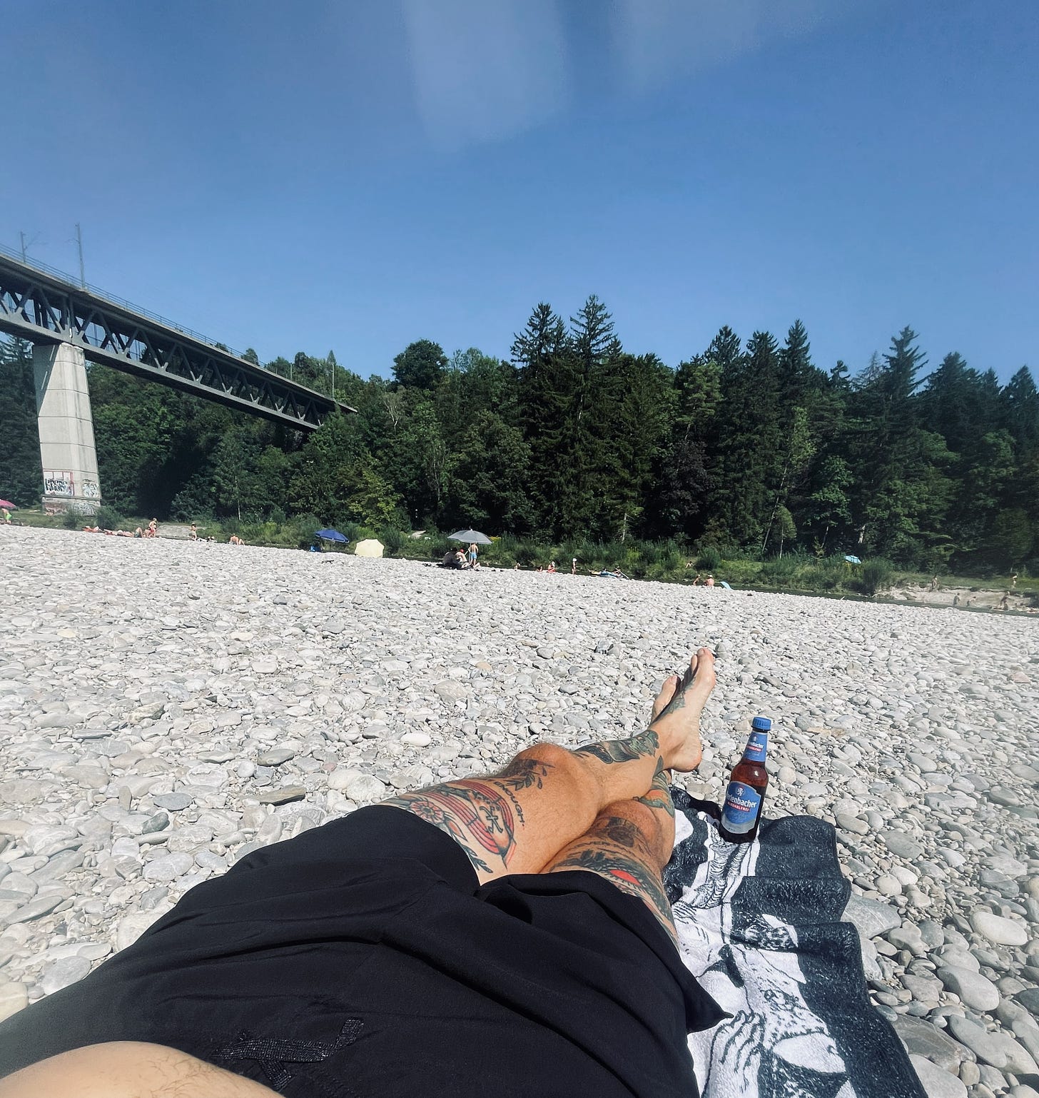 The author lying lazy on a river side enjoying his off-season