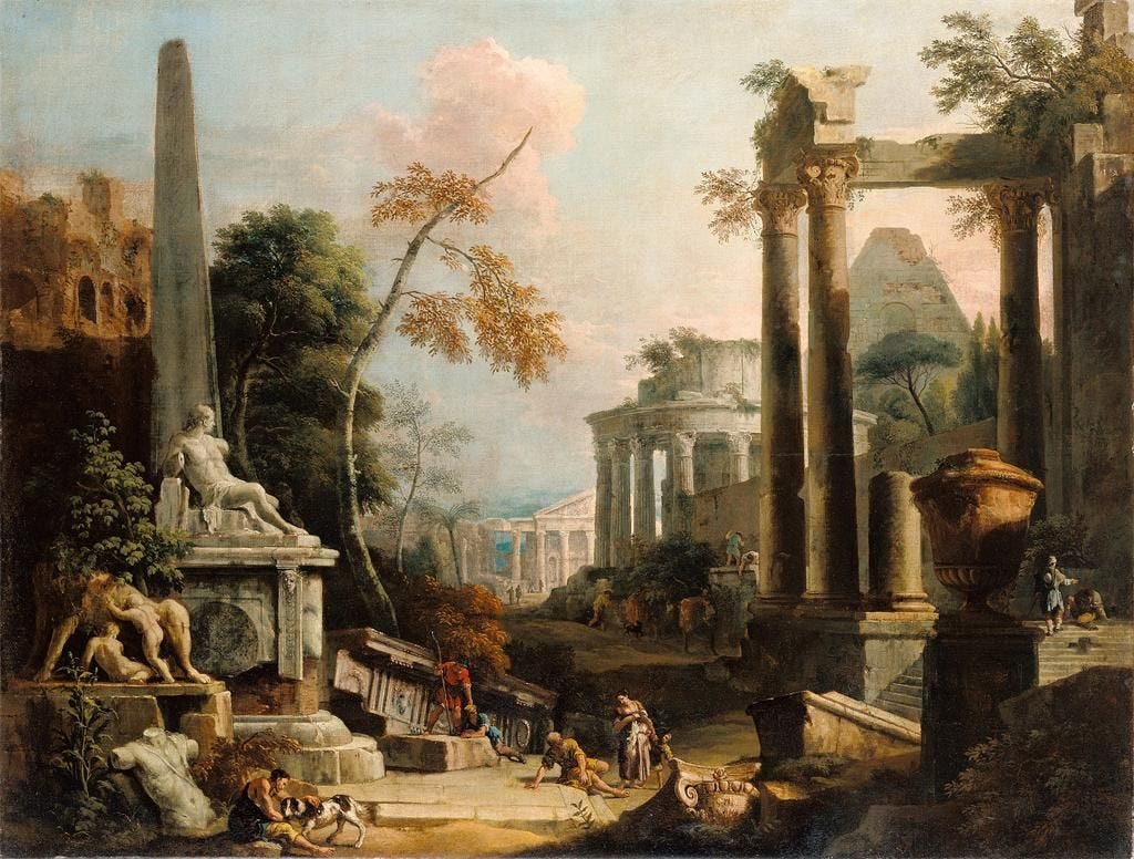 Marco Ricci, Landscape with Classical Ruins and Figures, c. 1725-30 ...