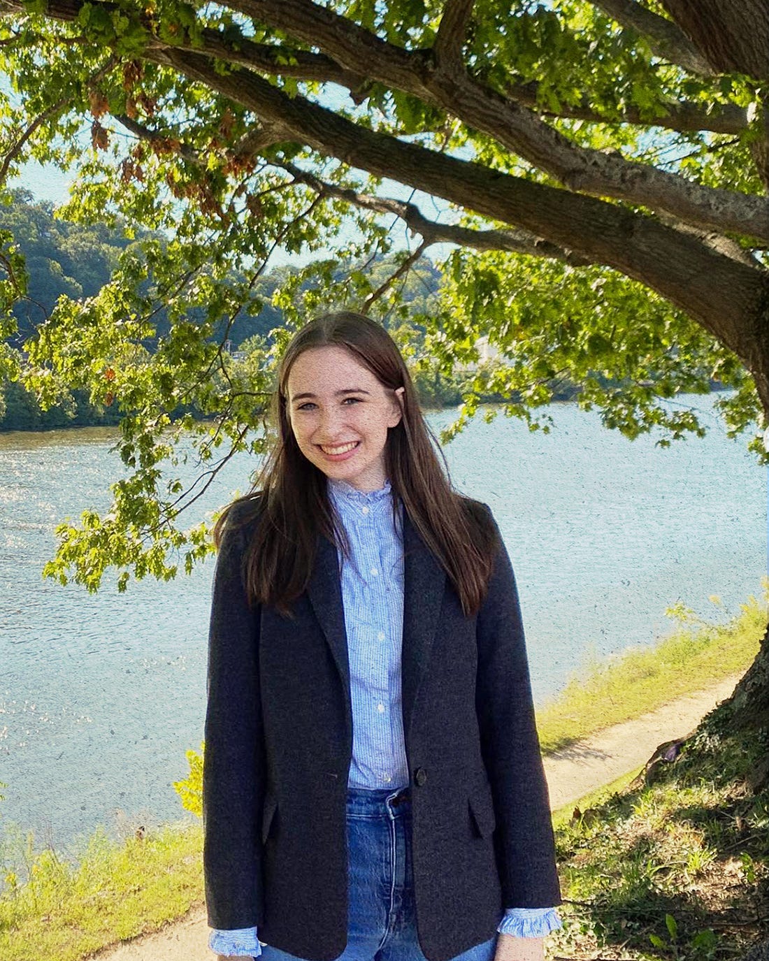 young woman in front of Kanawha River