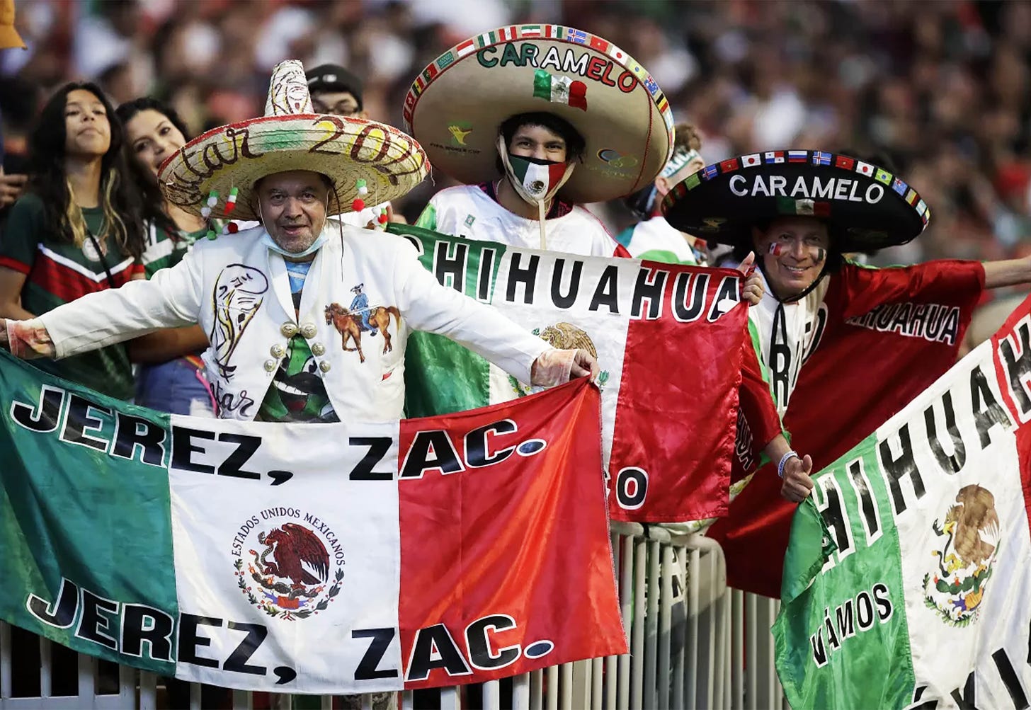 Mexican soccer fans are dressed up