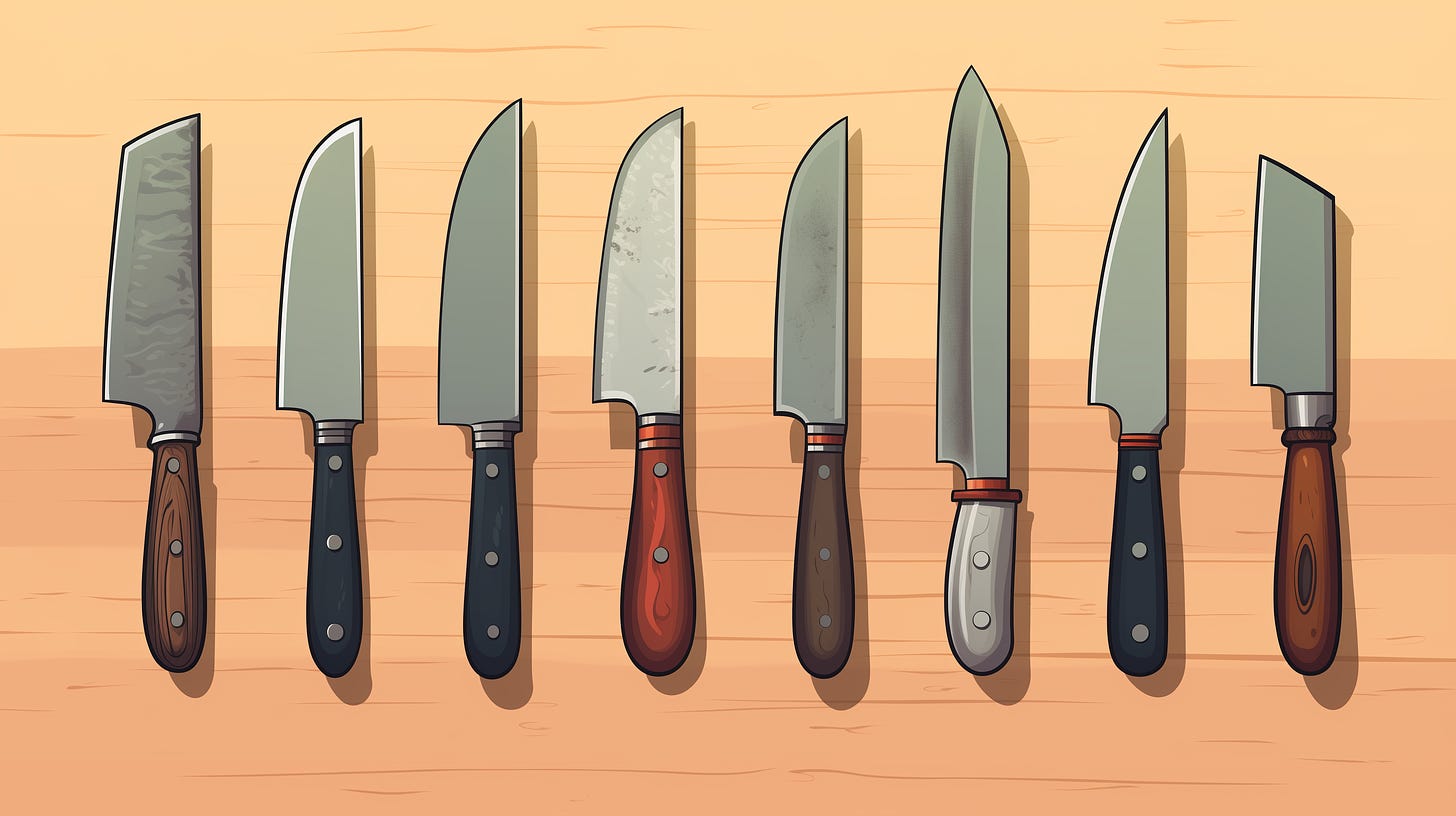 8 kitchen knives