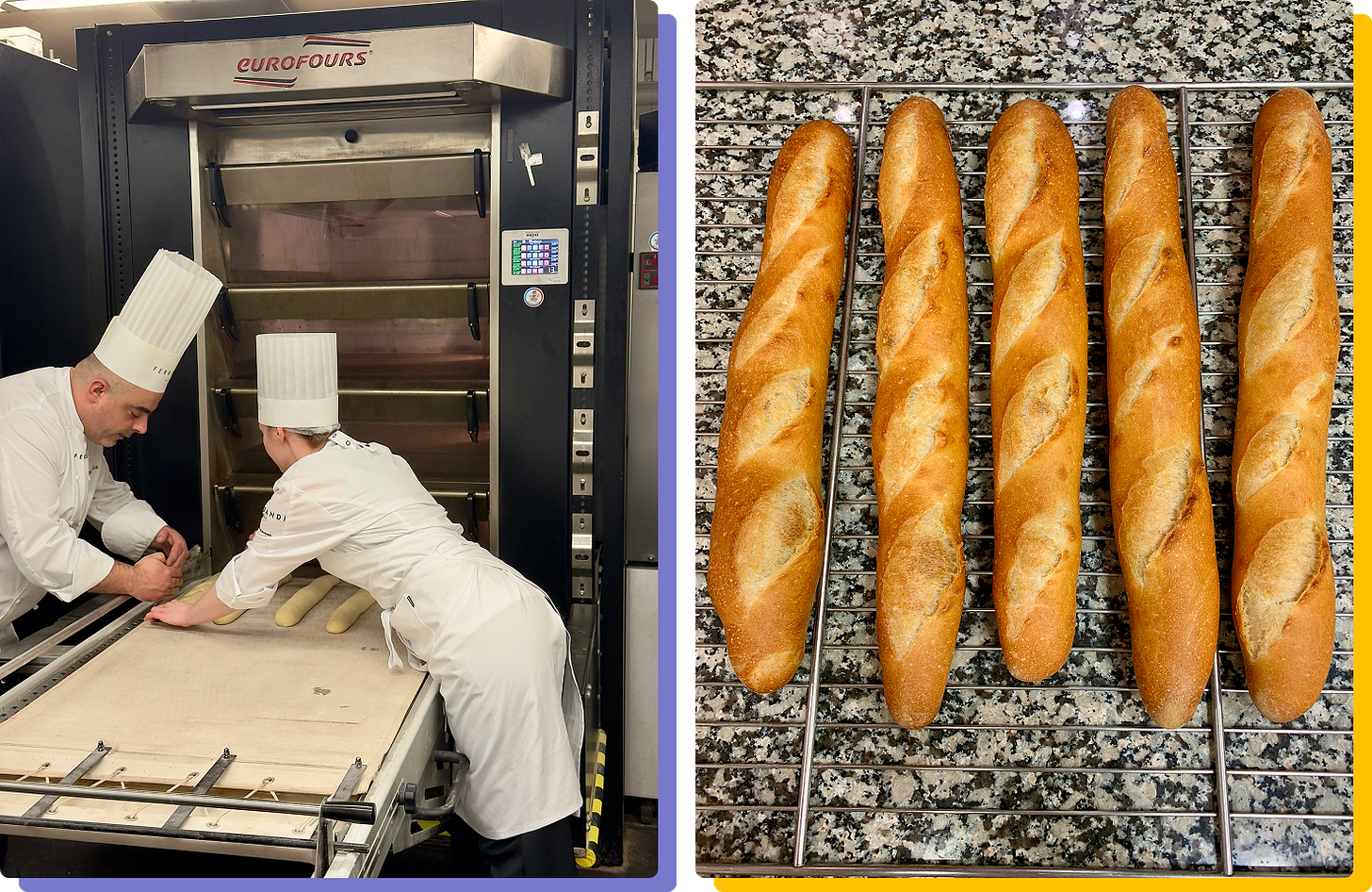 Photos of me scoring baguettes, plus the finished product