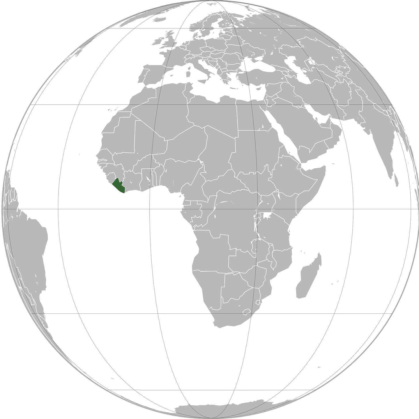 Location of Liberia (dark green)
