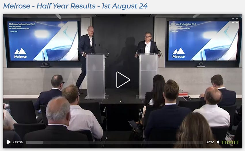 Click to view the recent H1 2024 investor presentation Melrose Industries