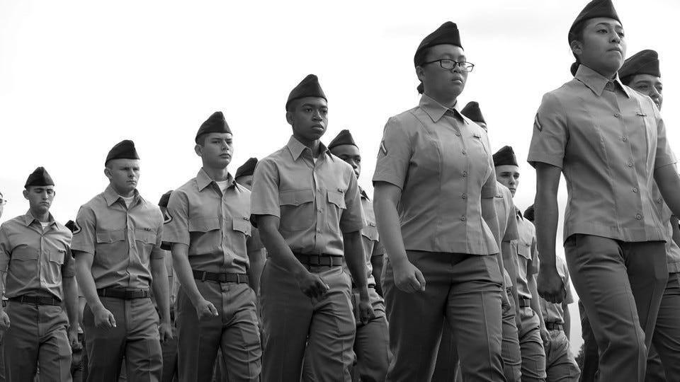 Soldiers marching