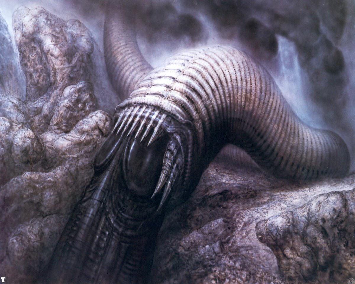 Rough sketch of a Dune worm based on the H. R. Giger concept art for the  Jodorowsky film (but with less talent and Freudian imagery than Giger's) :  r/dune