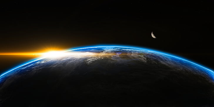 Royalty-Free photo: Earth, sun, and moon digital wallpaper | PickPik