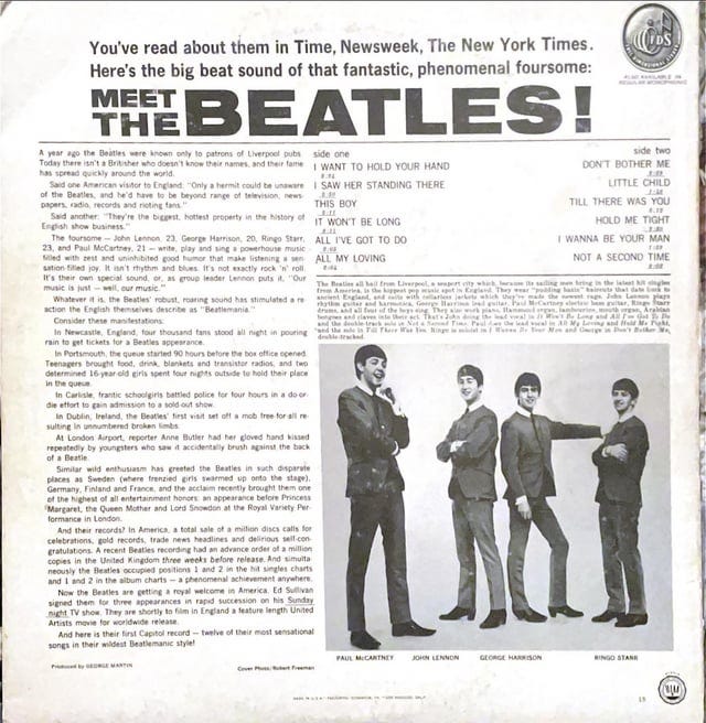 Back cover of “Meet The Beatles” from 1964 : r/beatles