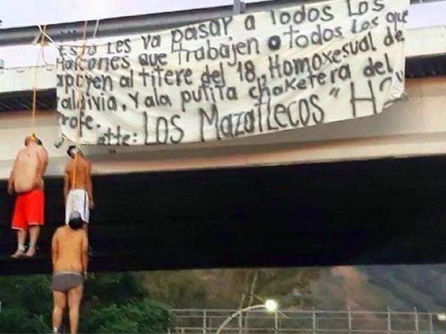 Mexican Cartel Gunmen Leave Banner After Hanging Three Men From Bridge