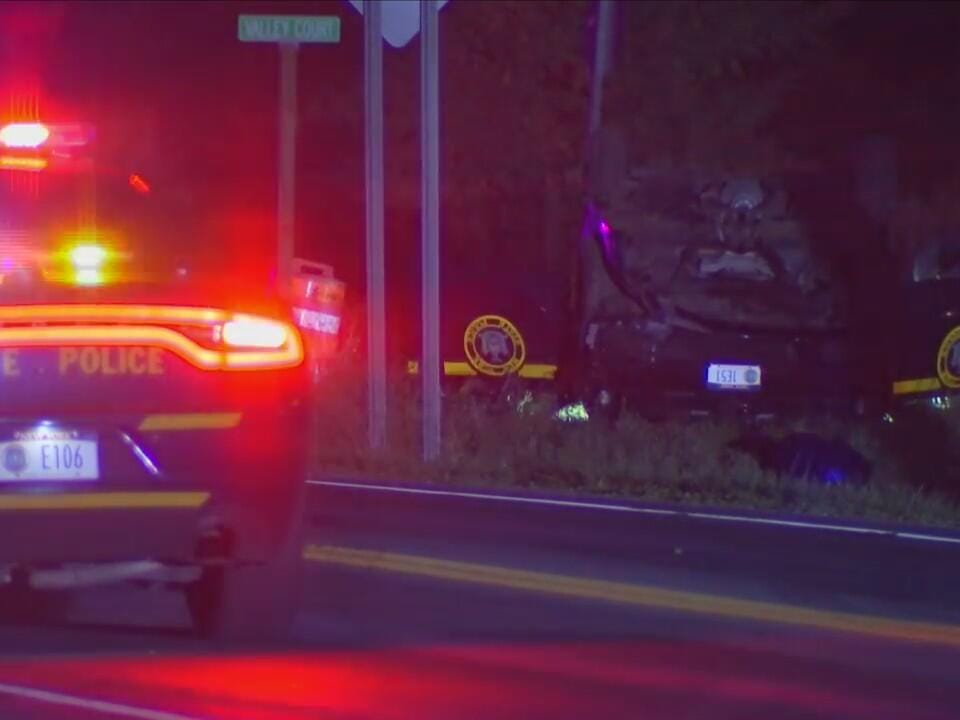 State police cruiser flips over in Victor crash