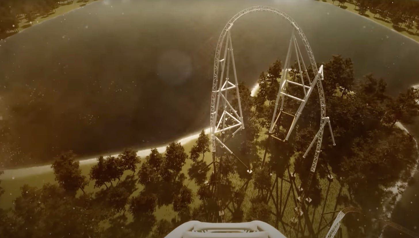 Rendering of Hyperia roller coaster at Thorpe Park