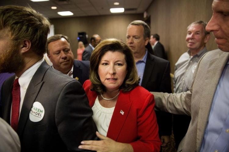 karen handel pushing people out of her way