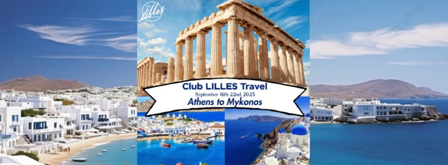 Five images of historical sites and homes around Athens and Mykonos, Greece, for Club Lilles Travel.