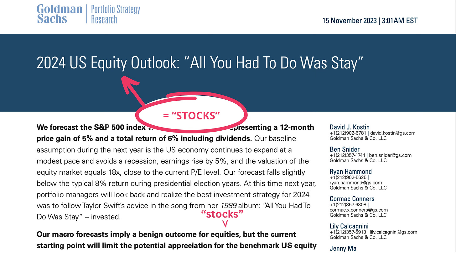 Goldman Sachs 2024 Equity Outlook screenshot