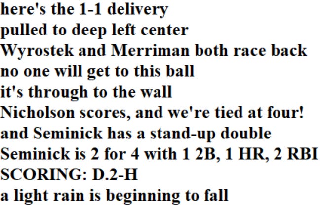 Diamond Mind Baseball Play By Play