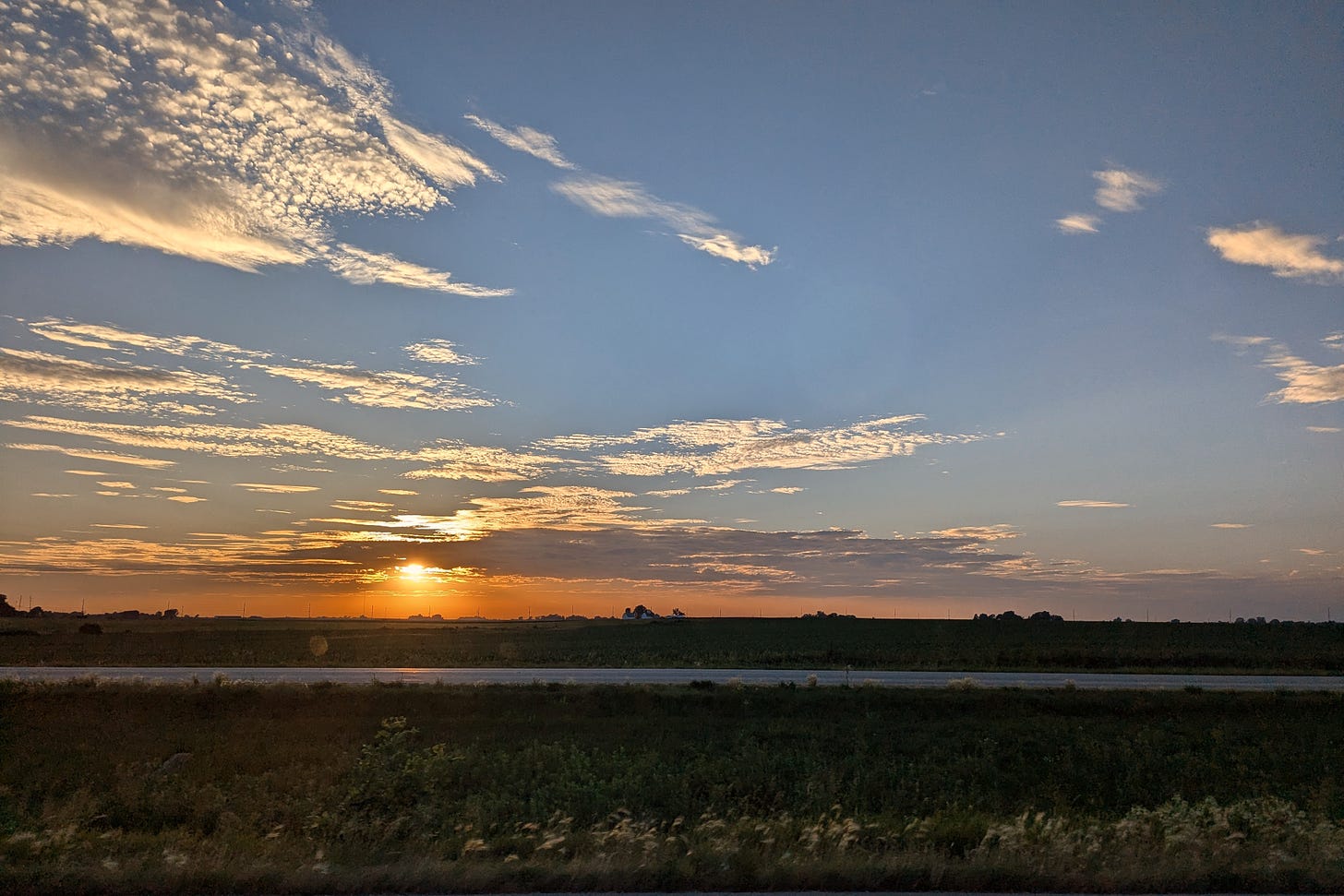 roadside Illinois summer sunset