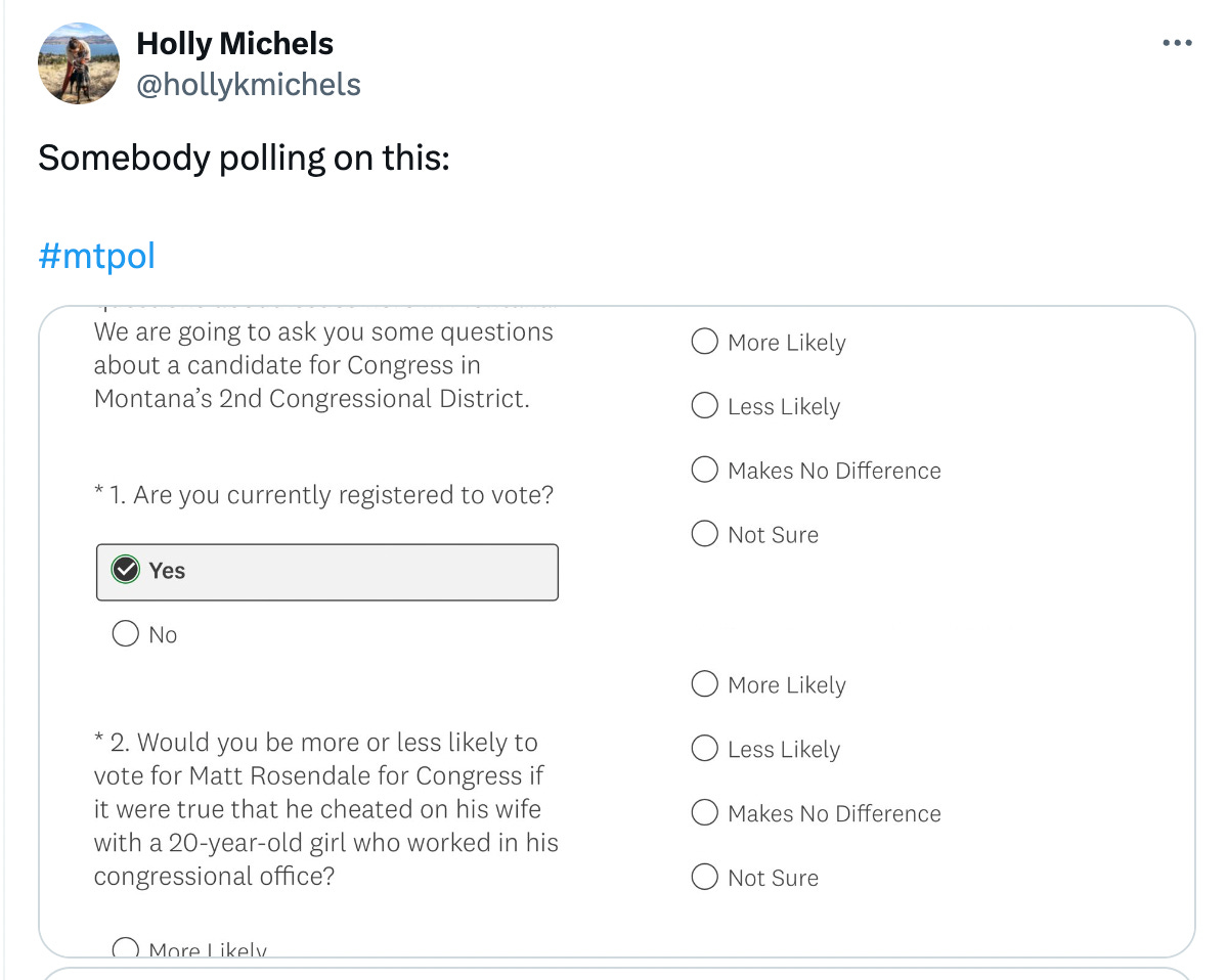 screenshot of poll, asking about Rosendale's rumored affair with a 20 year old staffer