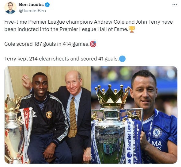 Man United Chelsea Premier League Andy Cole John Terry