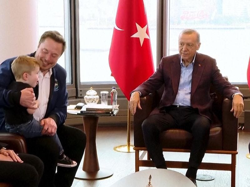 Where is your wife?': Elon Musk takes son Lil X to meet Turkish president  and discuss new Tesla factory | World News | Sky News