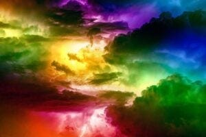 trippy looking multi color sky