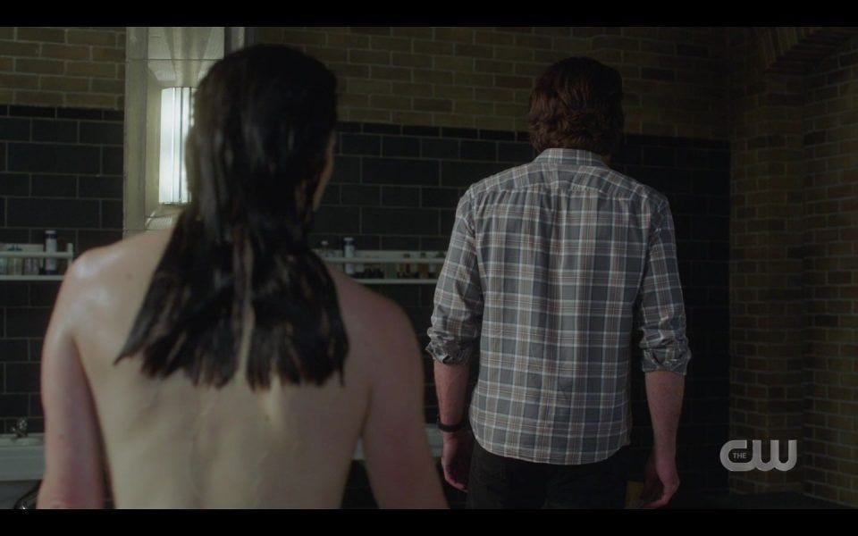 Eileen watches Sam Winchester from behind Golden Time SPN