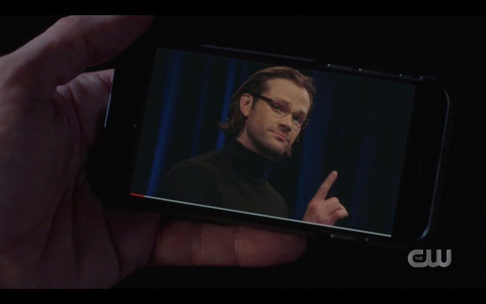 spn 1413 smart sam giving a ted talk in black turtleneck