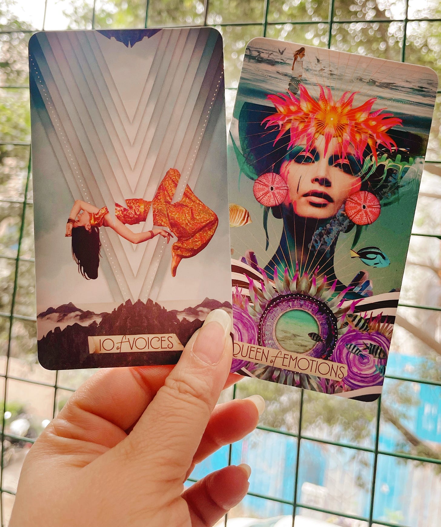 letters from the muse featuring the 10 of voices and queen of emotions from The Muse Tarot by Chris Anne