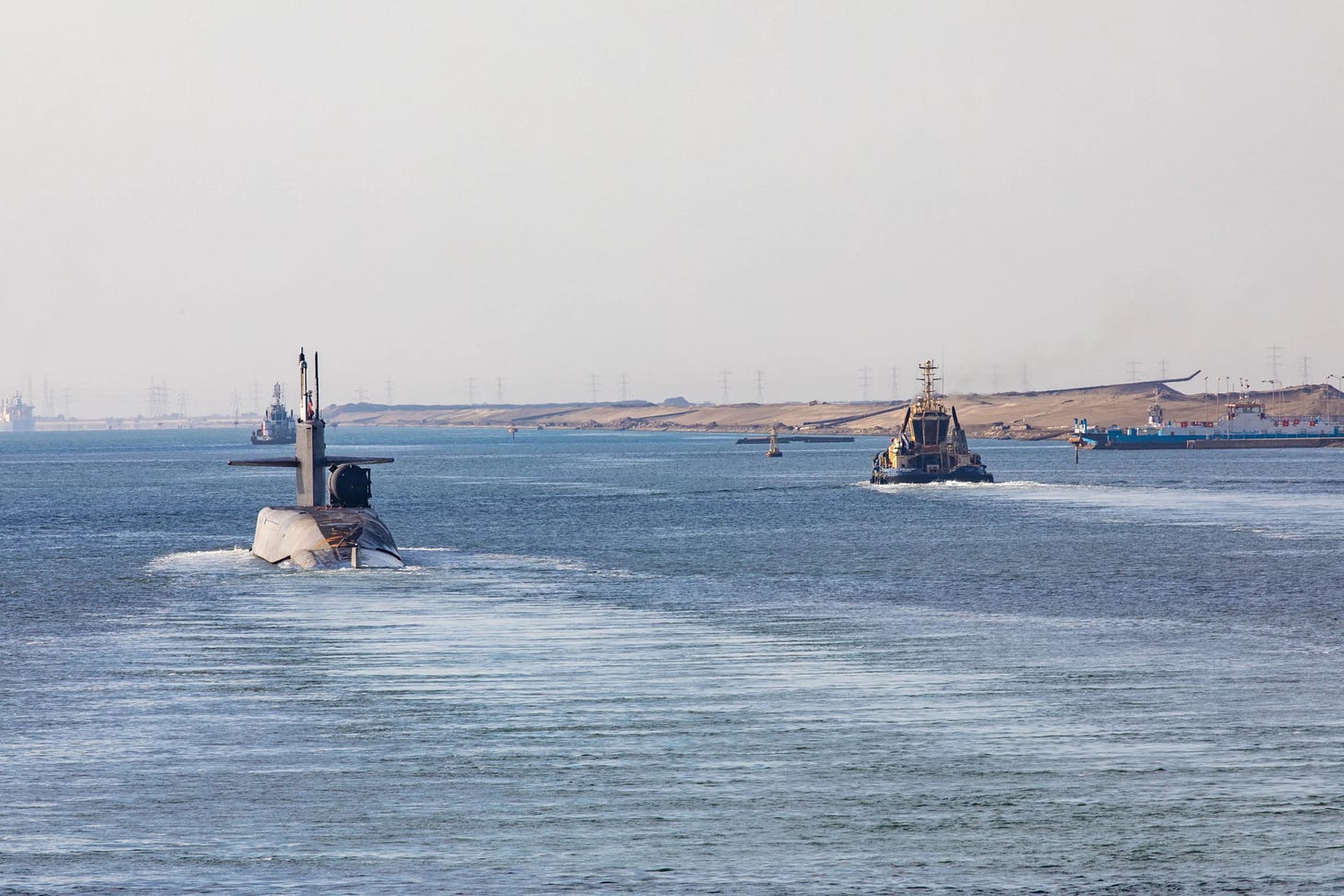 An Ohio-class submarine transits the Suez Canal, Nov. 5.