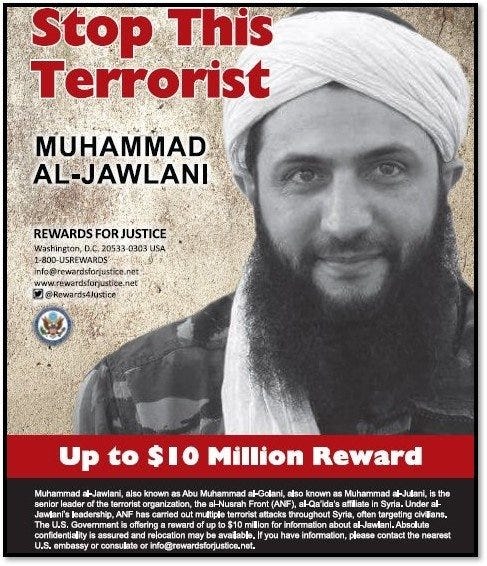 Jolani Rewards for Justice poster