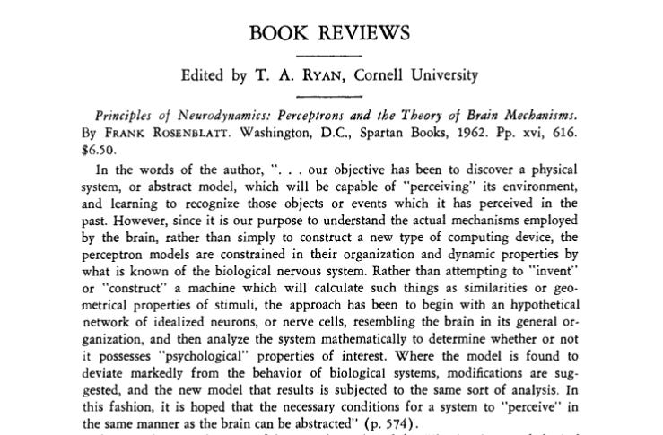 Principles of Neurodynamics (1962), Rosenblatt