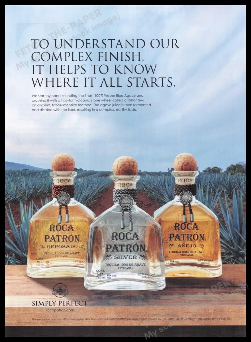 Roca Patron Tequila Agave Field 2000s Print Advertisement Ad 2017 Simply  Perfect | eBay