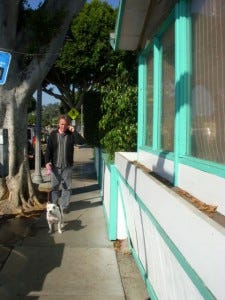 Finally here, C and Stella approach the iconic La Super Rica, in Santa Barbara.