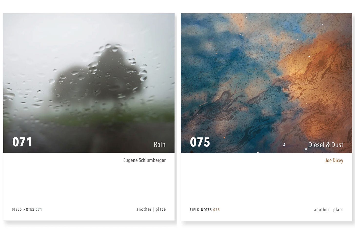 Another Place Press — Covers of “Rain” and “Diesel & Dust” photography zines